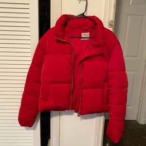 Urban outfitters red puffer coat